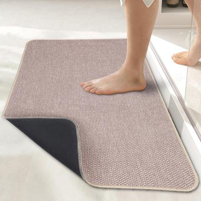 Ultradünne schnelltrocknende Gummi-Badezimmerbodenmatte; waschbarer Türstopper-Stil saugfähige Fußmatte Beige 60*90cm