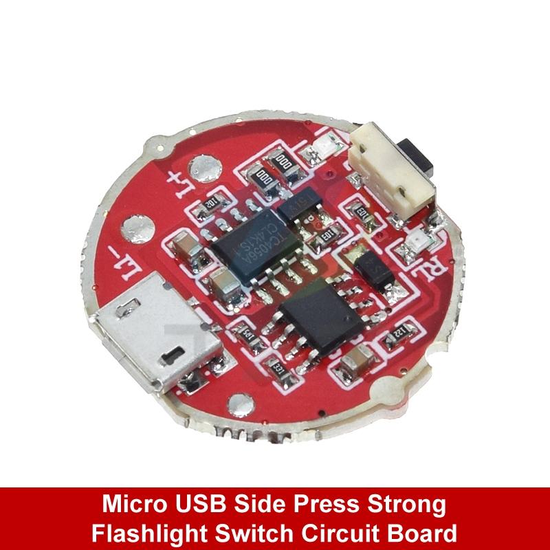 Micro USB / TYPE-C USB Side Press Strong Light Torch Driver Board Three-Speed Control Switch Circuit Board Accessories 10w Watt