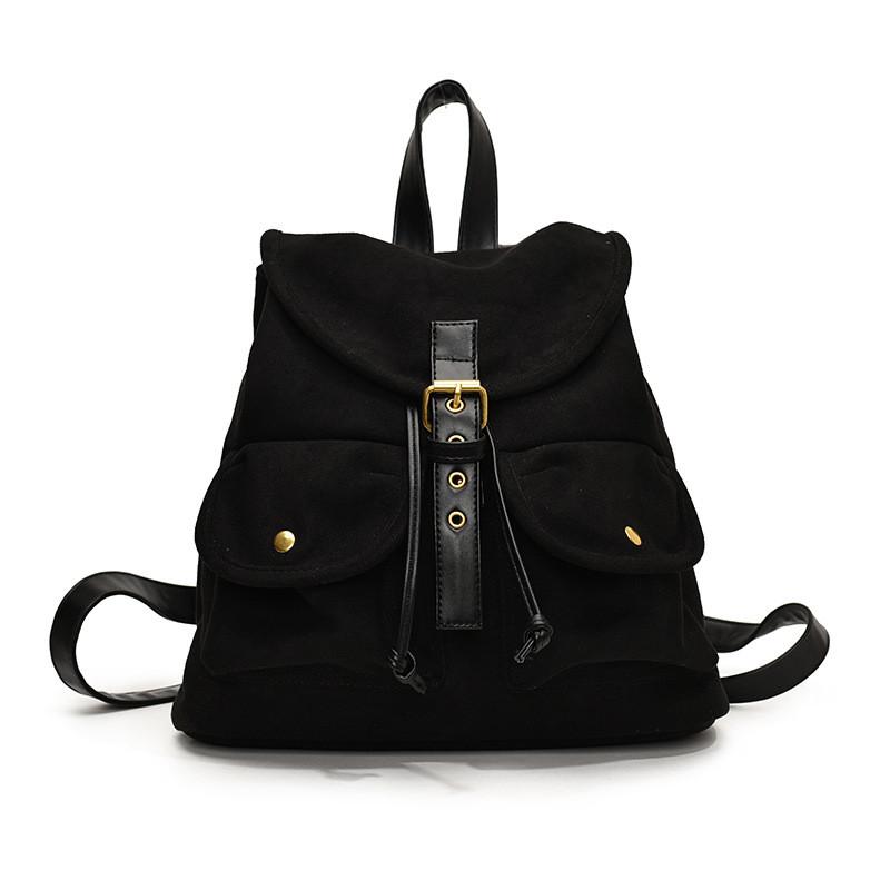 IELGY Ladies Suede Backpack Large Capacity Retro