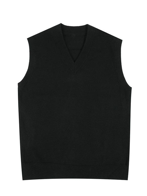 Men's Casual Sleeveless V-Neck Sweater Vest - Japanese & Korean Style for Spring/Autumn