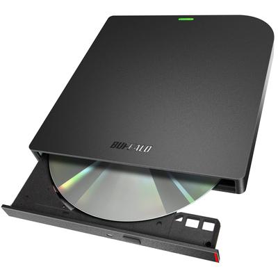 Buffalo Zewnętrzny dysk do nagrywania oprogramowania Zasilany magistralą Kabel zasilający Cienki Przenośny Krajowy producent Czarny USB3.2 (Gen1)/3.0 DVD/CD (Moc wliczona w cenę)