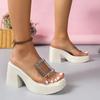 Fashion Shoes for Women 2025 New Design Summer Ladies Pump Sandals PVC Jelly Slippers Open Toe High Heel Women's Transparent Slippers