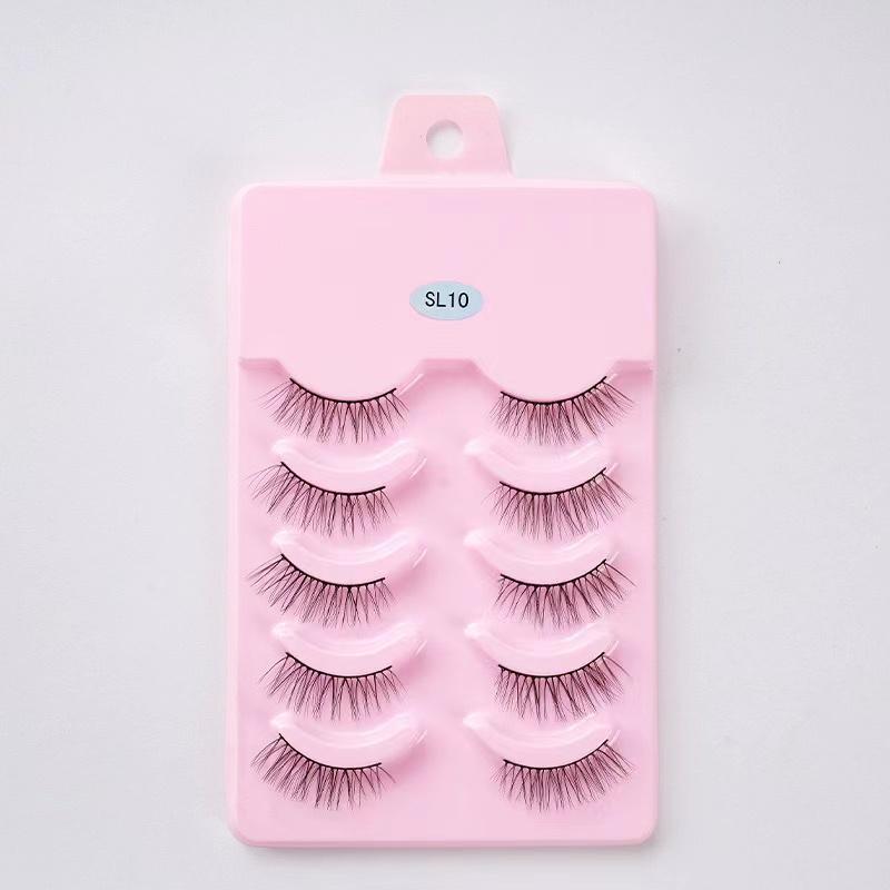 Halbe Wimpern, 5 Paar, natürliche, flauschige falsche Wimpern, Manga-Lash, 3D-Faux-Nerzwimpern, weiche geflügelte Wimpernverlängerung, Make-up-Tool