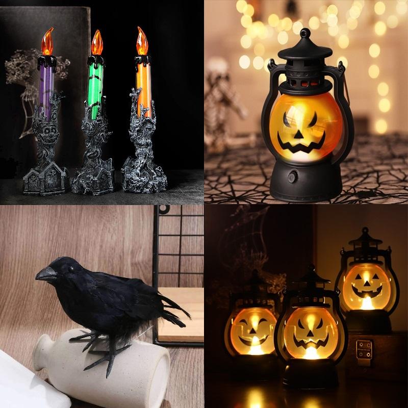 Halloween Decoration Oil Lamp Prop Pumpkin Skull LED Pony Lantern Creative Holiday Bar Party Light Bar Party Atmosphere Props