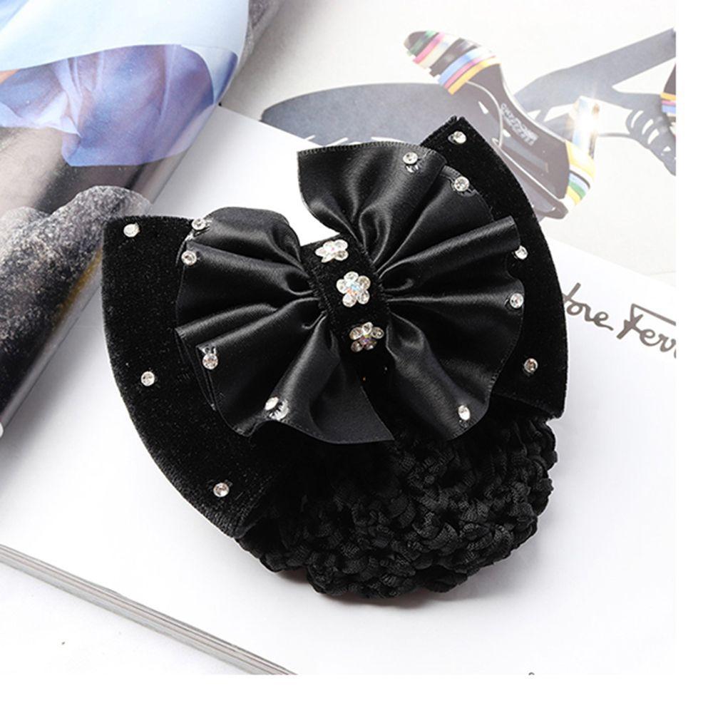 Charm Satin Rhinestone Barrette Lady Hair Accessories Hair Clip Cover Net Bun Snood Bowknot