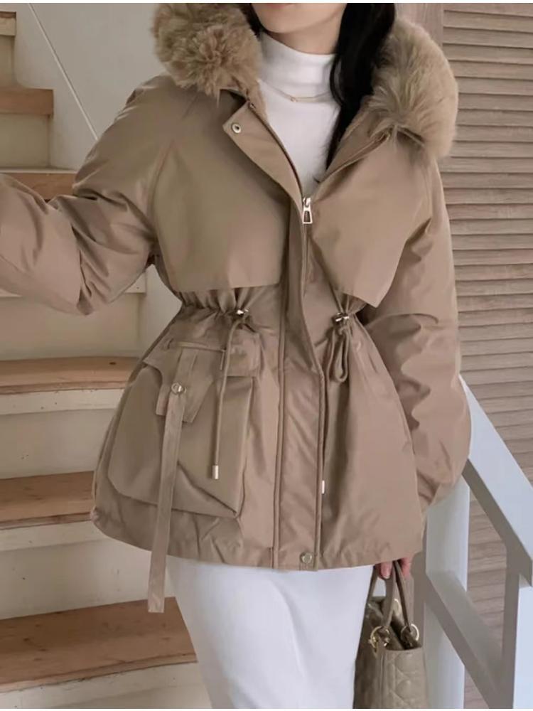New Design Winter Korean Fashion Women Overcoat Vintage Aesthetic Loose Thick Coat Female Hoodie Casual Warm Elastic Waist Long Sleeve