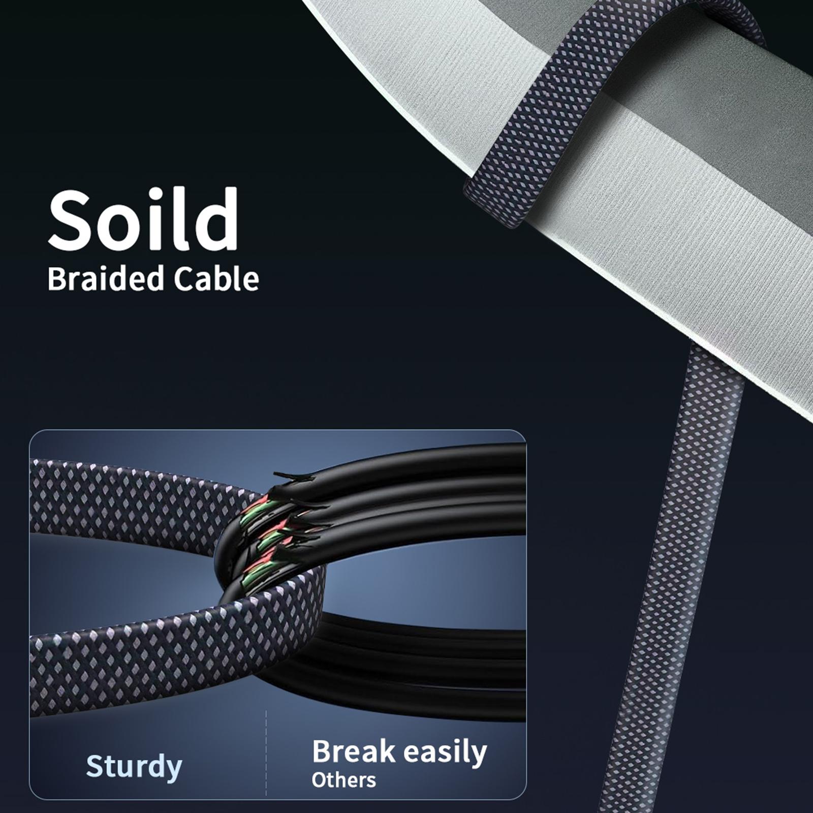 240 Вт USB C - USB C кабель для зарядки плоский нейлоновый шнур синхронизации данных — фото 6