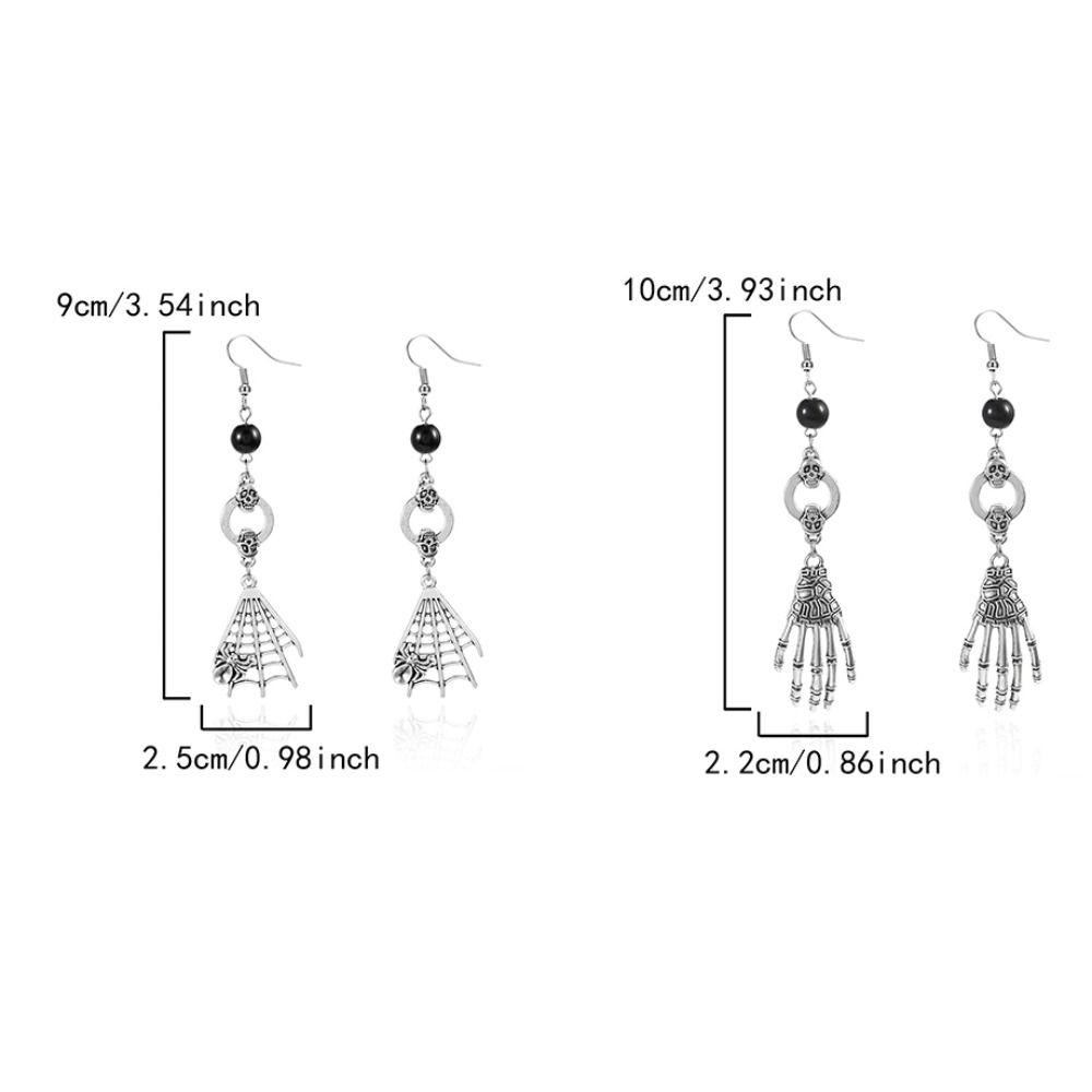 Punk Style Skeleton Pendant Earrings Exaggerate Skull Earrings Halloween Dangle Earrings  Lady