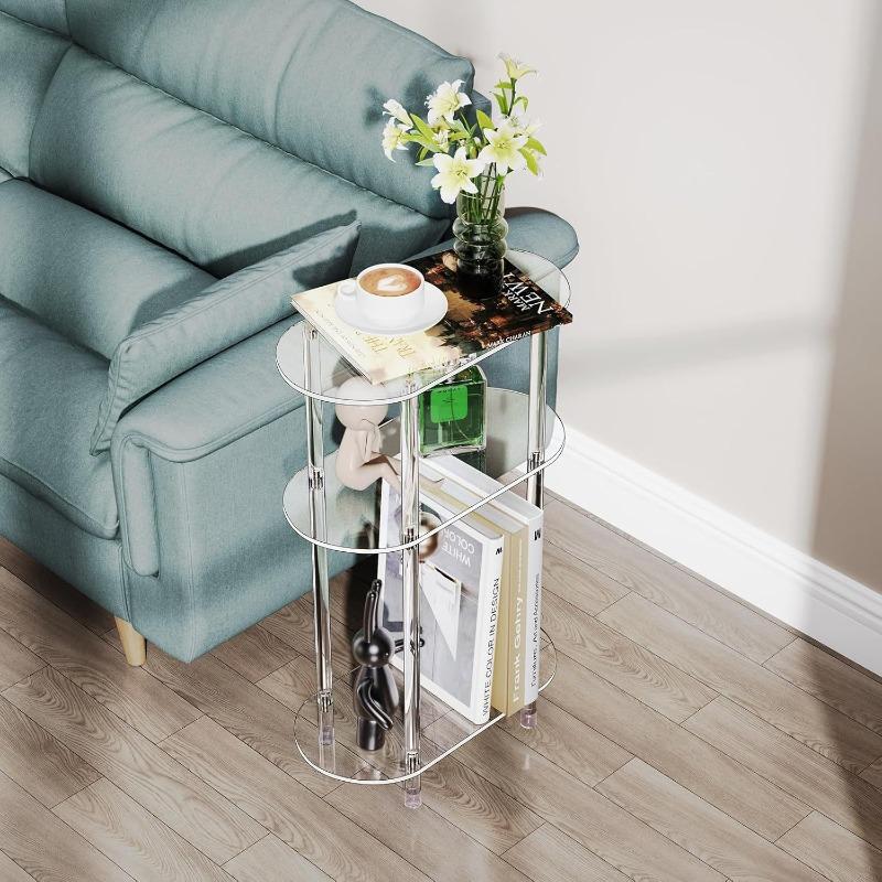 Minimalist Acrylic Small Side Table Living Room Coffee Tables Transparent Bedroom Nightstand Modern Home Storage Furniture