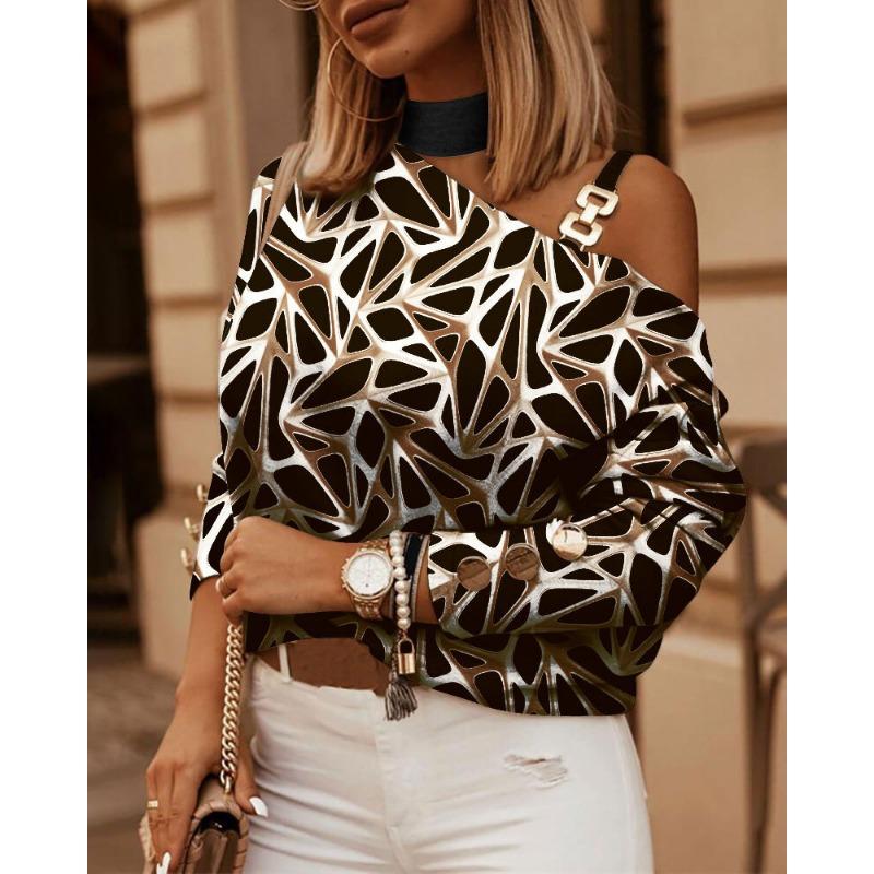 Women's Fashion Casual Spring Autumn Plaid Print Long Sleeve Oblique Collar Blouses & Shirts