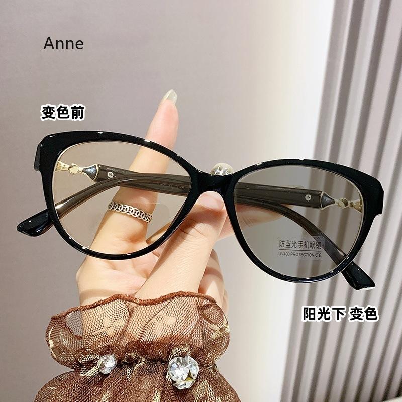 Color-Changing Myopia Glasses Handsome Anti-Ultraviolet Shading Near Sight Glasses Round Frame Women Short-Sighted Eyeglasses