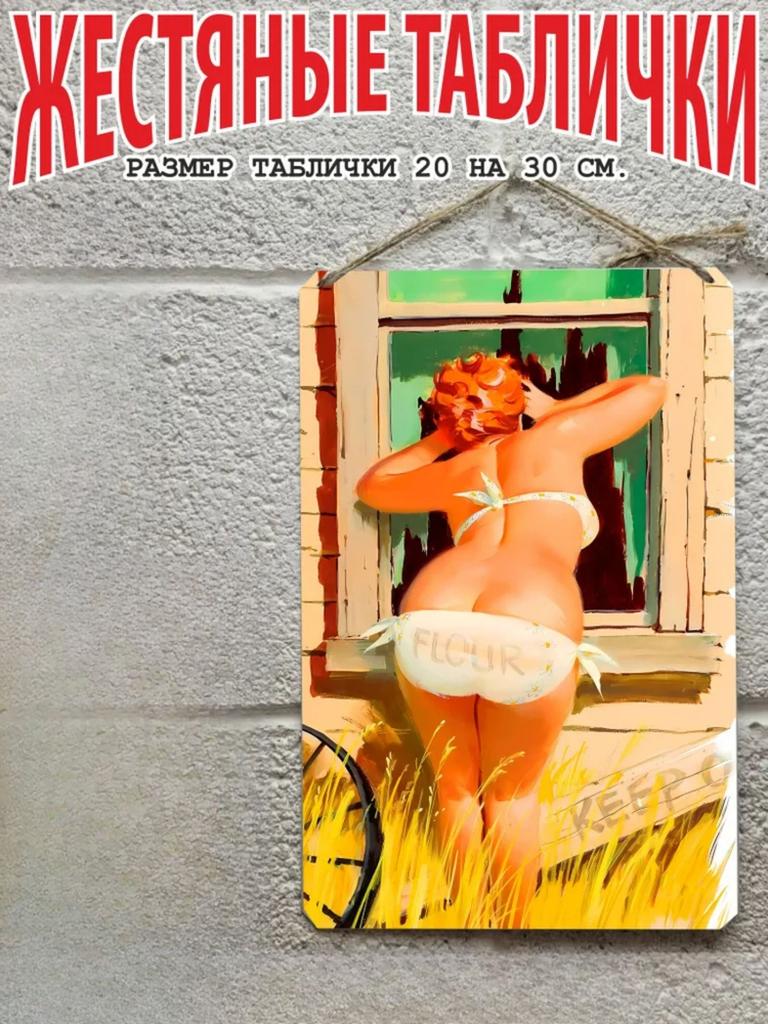 Hilda the Plus Size Pin Up Metal Poster 20x30cm, Vintage Retro Wall Art Decor