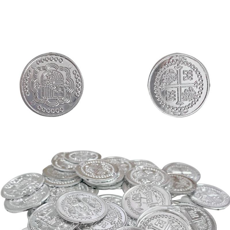 100ks plastových pirátských mincí Simulace herních mincí Dekorace na mince Prop