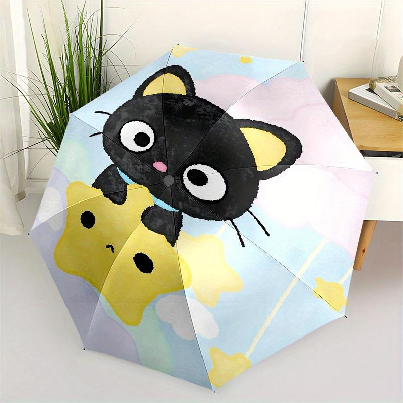 

Black Cat , Star Automatic Opening and Closing Parasol Compact Travel Umbrella with 8 Ribs for Women and Men Ideal Birthday/Christmas Gif