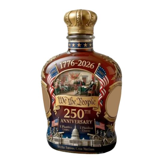 U.S. 250th Anniversary Commemorative Whiskey Bottle We The People 1776-2026 Glass Decanter Independence