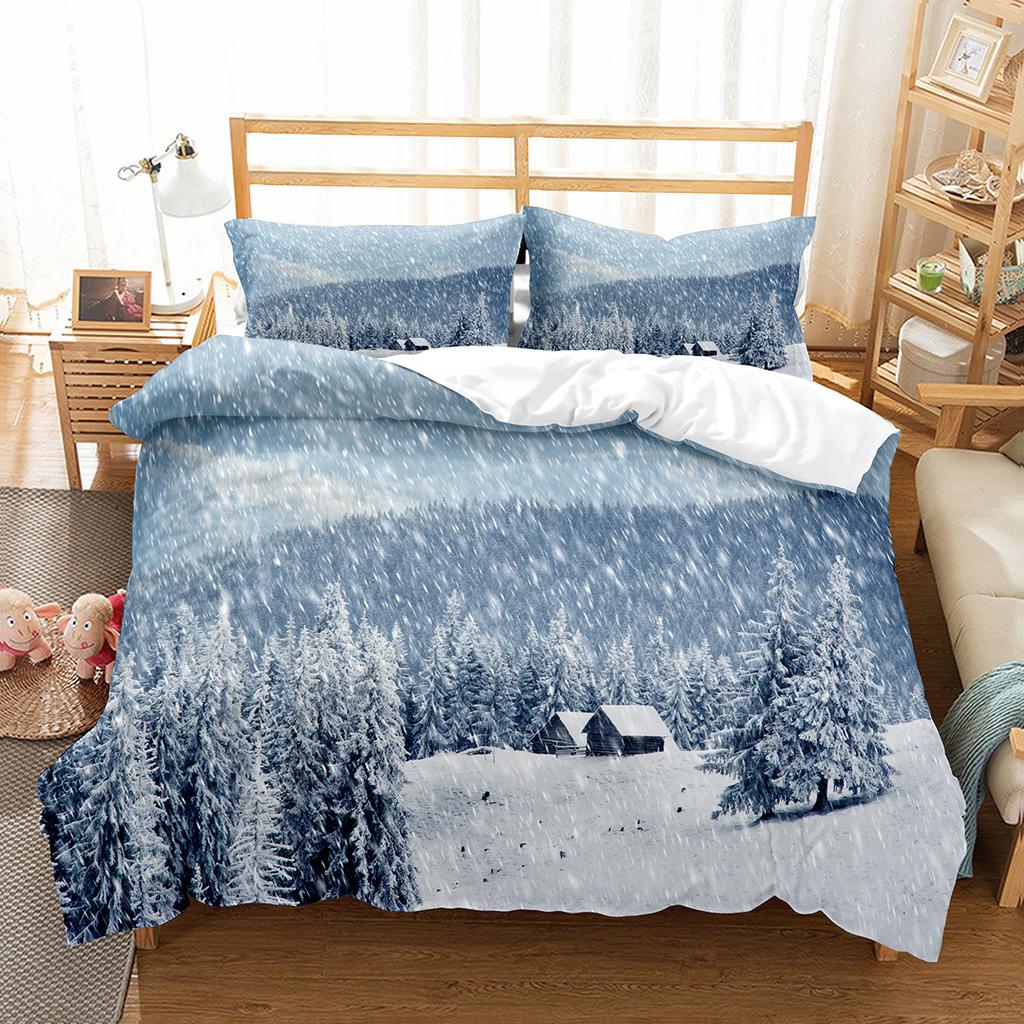 Sada povlaku na přikrývku Snowflake Zimní téma Polyesterový povlak na přikrývku Velikost Twin Full Pro Děti Dospívající Dospělé Dekorace do ložnice Ložní souprava
