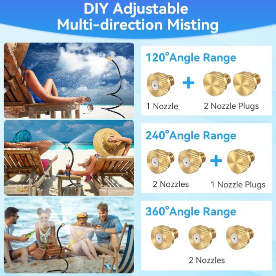 

Hose Mister for Outside Flexible Misting System Cooling Mister Portable Water Mister for Patio Chicken Coop Garden 1pc синій