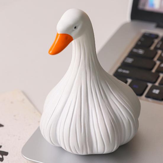 Cute Garlic Duck Figurine White Small Duck Ornament for Indoor Home Office Desk Decoration Novelty Gift for Stress Relief