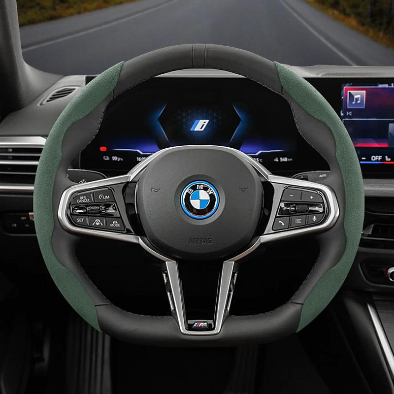 Suitable for Bmw Anti-Slip Buckle Segmented Suede Steering Wheel Cover Suitable for E46 F20 E87 E39 E91 G20 F31 E93 X3 E83 E61 m Serie 1 F30 X5 E90
