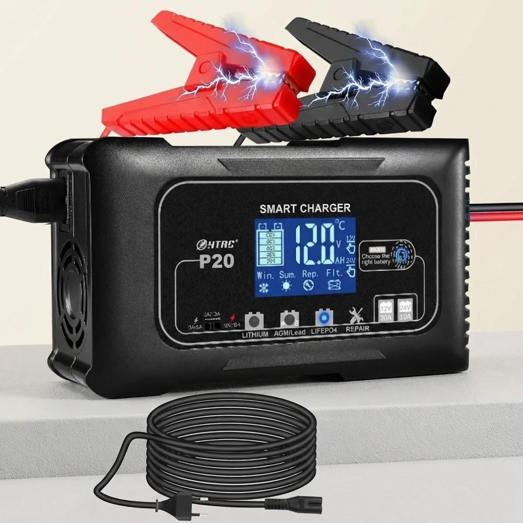 

Smart Battery Charger 12V 24V Temperature Adaptive 3 Level Current Multi Protection Repair Lead Acid AGM LiFePO4