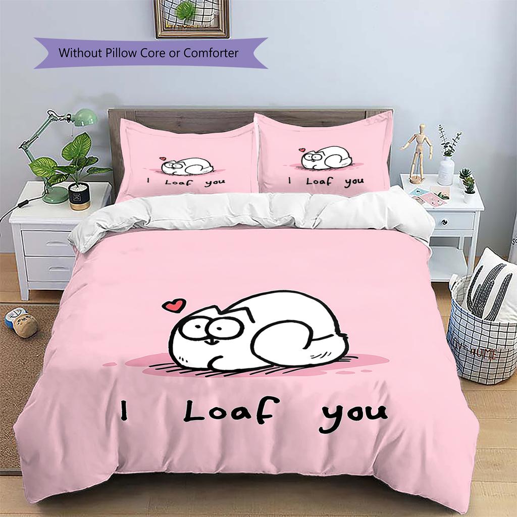Biancheria da letto con motivo Simon's Cat, Set piumone Copripiumone Federa Regalo di Compleanno per la Casa (1 * copripiumino + 2 * federa, senza nucleo)