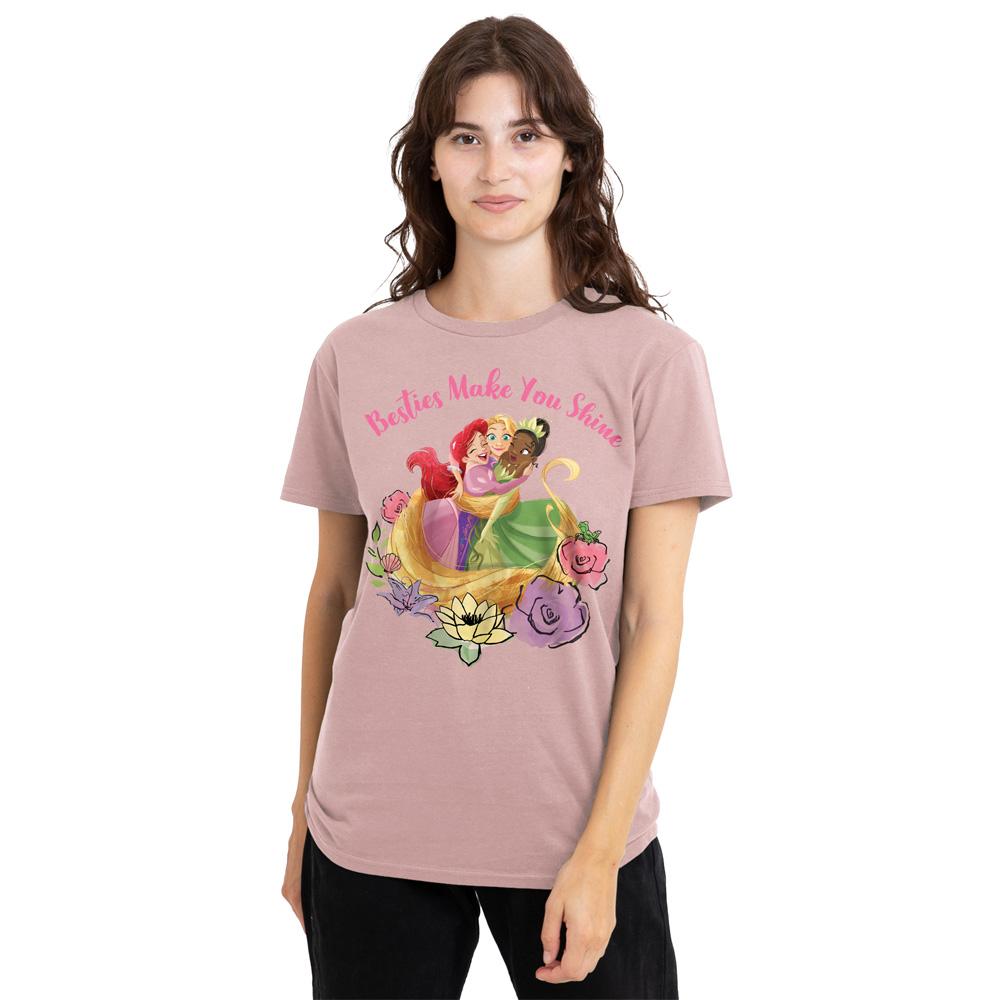 Disney Princess Womens/Ladies Besties Shine Ariel Rapunzel Tiana T-Shirt