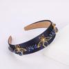 Color Crystal Bee Headband Fabric Wide Edge Headband Retro Rhinestone Hair Accessories