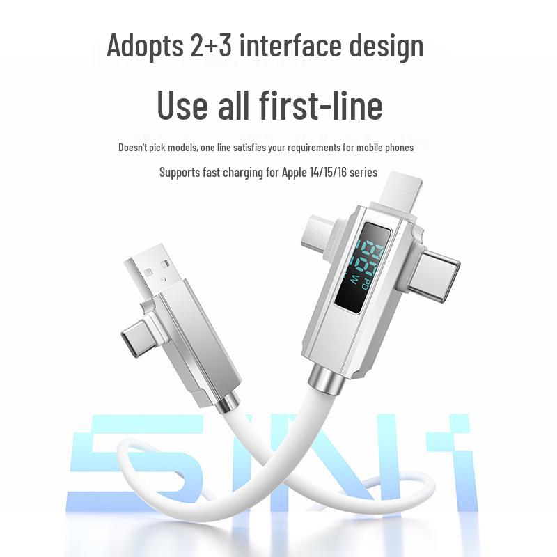 LED Digitalanzeige 5-in-1 Schnellladekabel, Vollständig kompatibel mit Apple & Huawei