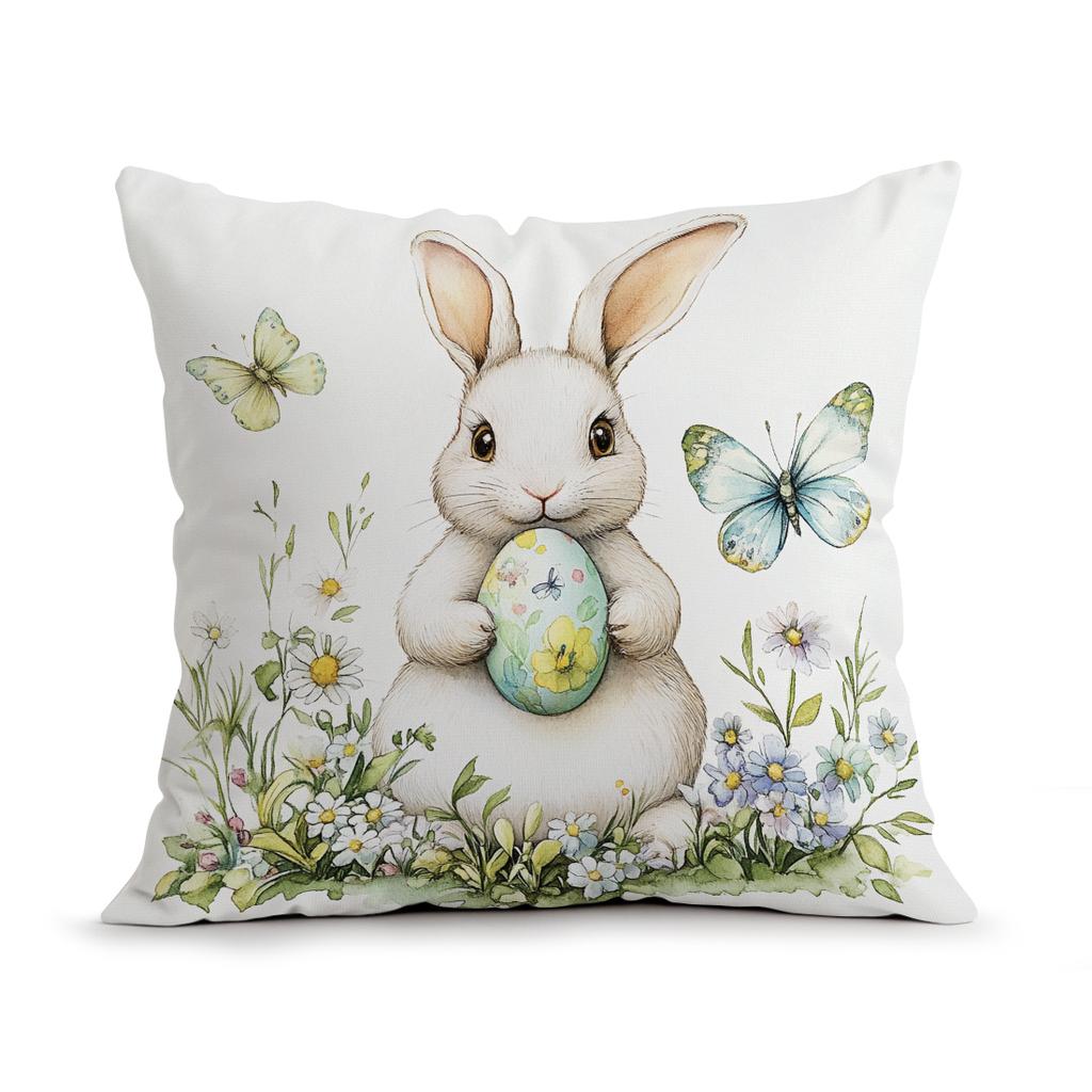 Easter Bunny Egg Clover Pillowcase Printed Polyester 40/45/50Cm Throw Pillowcover Decorative Sofa Cushion Pillowslip Home Decor