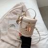 Ielgy Ladies Niche All-Match Messenger Bag Texture Portable Silk Scarf Bucket Bag