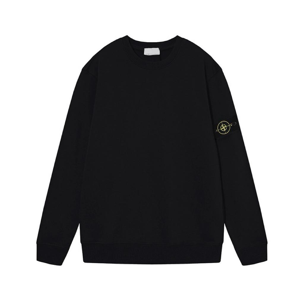 Unisex Solid Color Round Neck Stone Badge Starry Cross Long Sleeve Hoodie