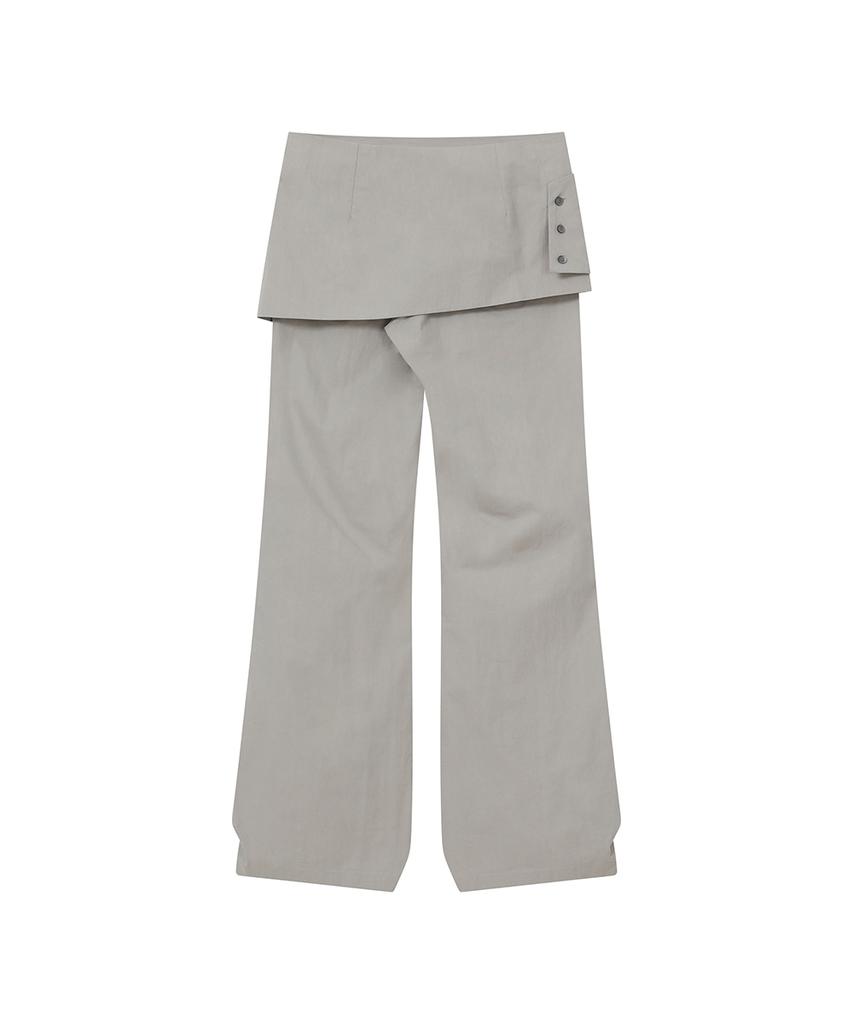 MISEKI SEOUL Layered Button Wrap Skirt Pants Set Gray