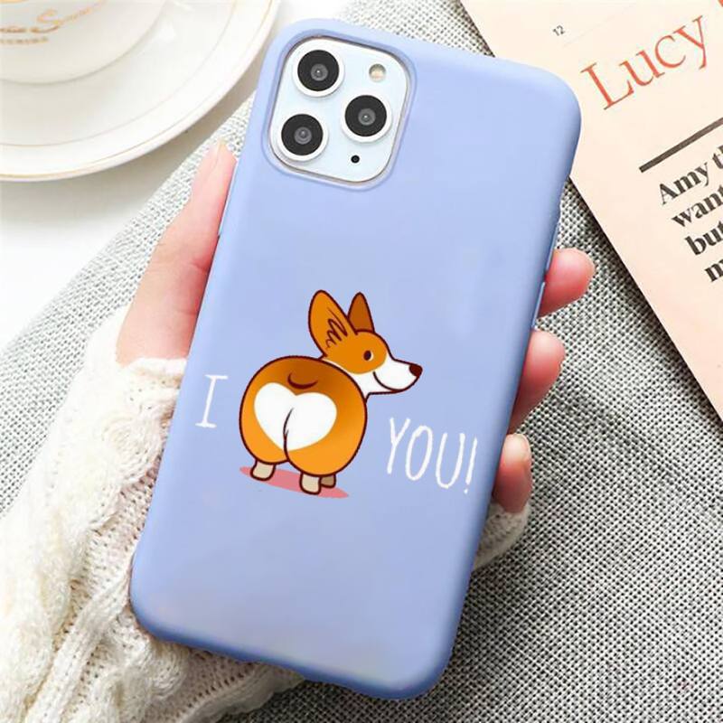 Cute Corgi Butt Animal Puppy Phone Case Candy Color Blue pro iPhone 11 12 13 pro XS MAX 8 7 6 6S Plus X 5S SE 2020 XR