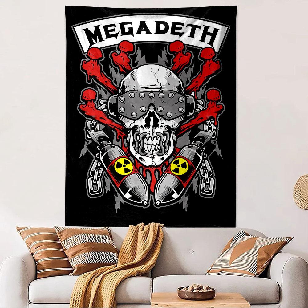 Megadeth Tapestry Wall Hanging, Heavy Metal Band Album Poster Art, Rock Wall Decor for Bedroom Living Room Dorm
