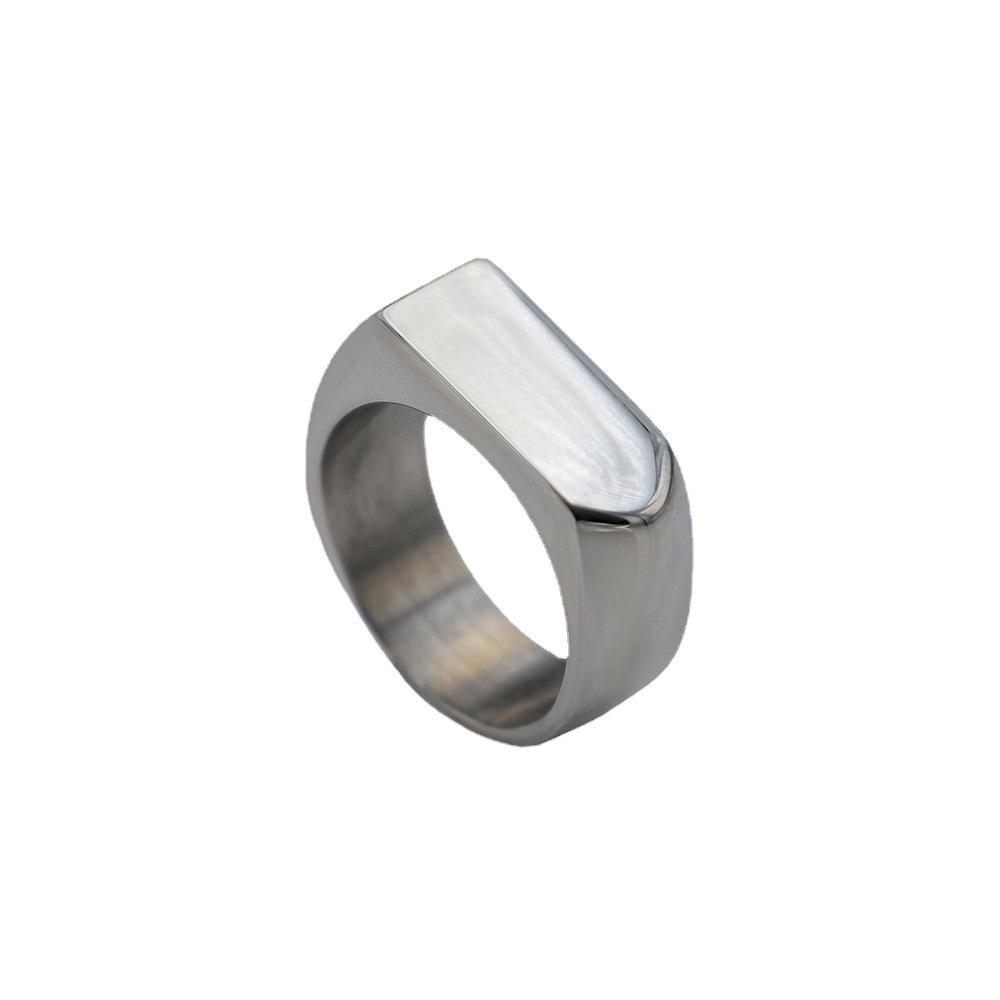 Titanstahlring Kalter Wind Geometrischer Retro Partnerring Modischer Glänzender Ring