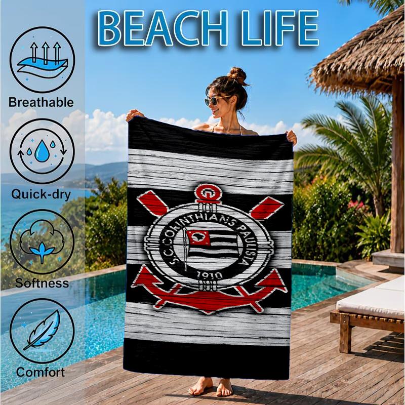 Football Club Emblem Beach Towel, Microfiber Beach Towel, Perfect For Pool, Beach, Travel, Home Decor Beach Party Fan gifts