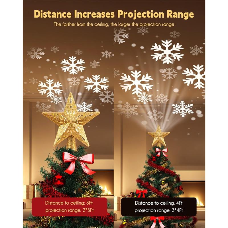 M-Modern-Trees Topper Christmas Tree Lights Christmas Five Pointed Star Christmas Lights US Plug