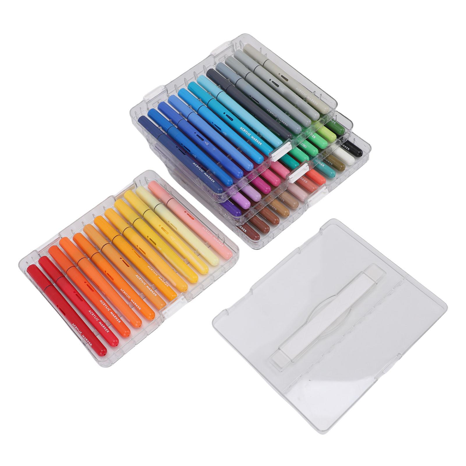 48 Color Acrylic Marker Set Direct Liquid Type Acrylic Paint Pens with Storage Box for Art Crafts Projects