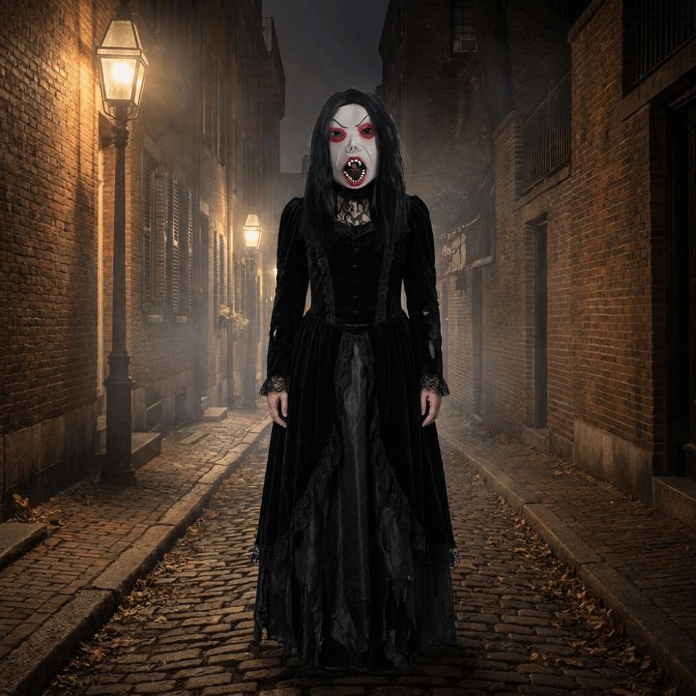 Realistic Black-haired Ghost Mask Spooky Terrifying Cosplay Mask Scary Ghost Mask Haunted House