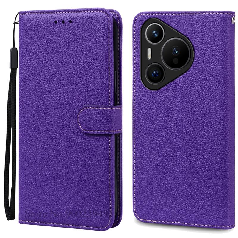 

Чехол для Huawei Pura 70 Чехол для Huawei Pura70 Pro Чехол-кошелек с откидной крышкой из кожи Чехол для Huawei Pura 70 Pro Чехол-книжка Магнитный чехол для телефона For Huawei Pura70Pro темно-фиолетового