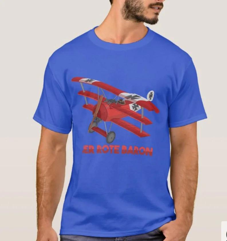 Red Baron Flying Fokker Dr1 Triplane Fighter Aircraft T-Shirt Short Sleeve Casual 100% Cotton O-Neck Mens T-shirt Size S-3XL