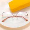 Anti Blue Light Computer Glasses Women Cat Eye Semi Rimless Eyewear Frame Clear Lens Gaming Eyeglasses