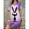 Summer Fashionable Colorful Cartoon Pattern Women Mini Dresses Short Sleeve Printed Plus Size Casual Comfortable Soft Dress