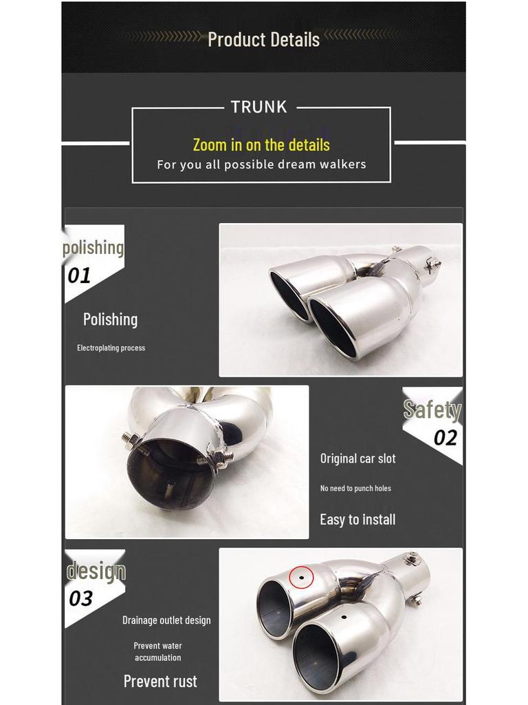 Straight Tailpipe 6.3 Caliber for Venucia T70 Zotye T600 Exhaust Modification