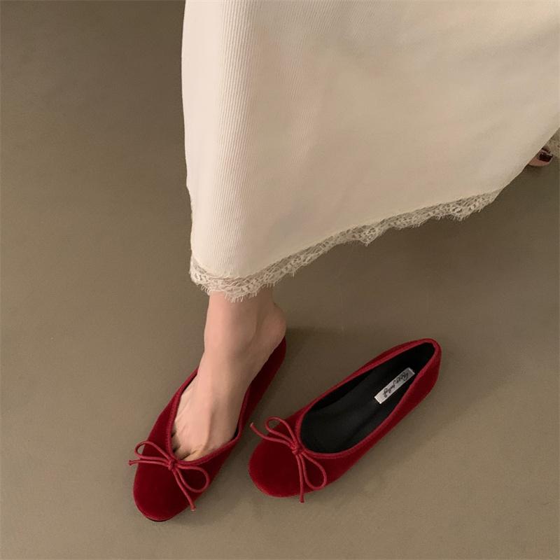 Fashion Bailamos Brand New Women Velvet Flats Fashion Round Toe Shallow Mary Jane Shoes Soft Casual Ballet Shoes Slingback Shoes Muje