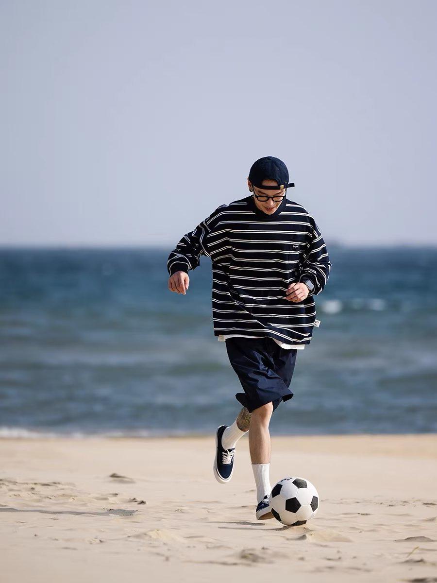 

Men s Autumn Hong Kong Style Striped Long Sleeve Hoodie - Trendy Casual Korean Version, Loose Fit, Round Neck. L чорний