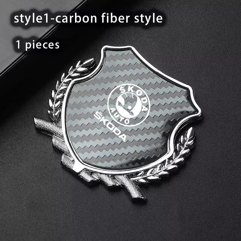 AER1 Metal Car Sticker Emblem Exterior Bodywork For Skoda Octavia Kodiaq Fabia Superb Karoq Yeti Rapid Vrs Accessories Key Case