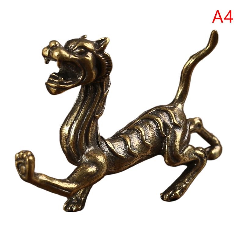 Mosiężne Figurki Błękitnego Smoka, Białego Tygrysa, Vermillion Bird, Czarnego Żółwia Szczęśliwe, Pomyślne Zwierzę Ozdoba na Biurko do Biura