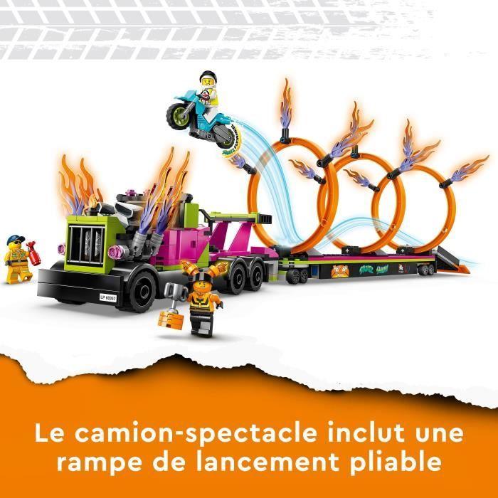 LEGO® City Stuntz 60357 Le Défi de Cascade : les Cercles de Feu, Jouet Moto avec Camion