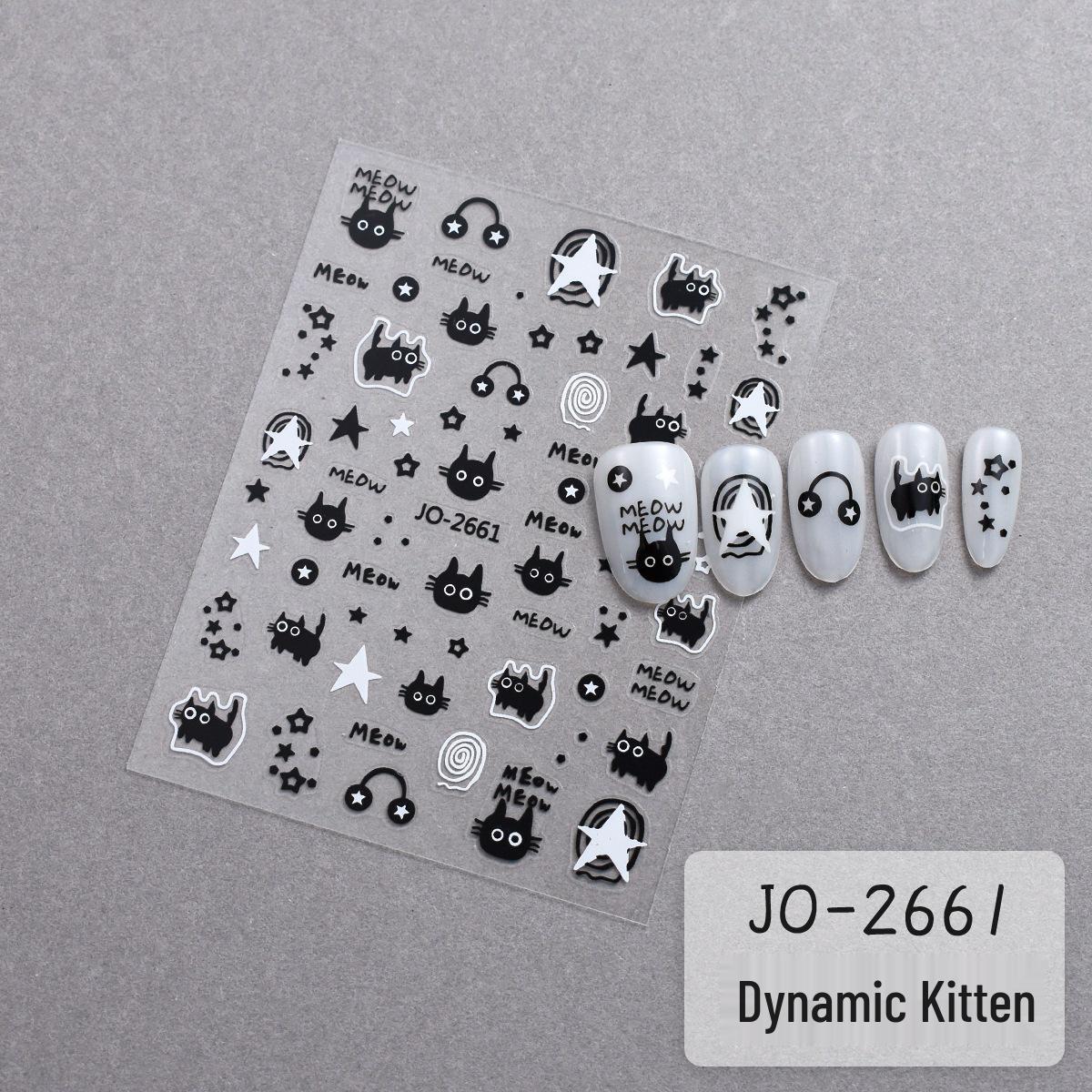 Nail Art Decals: Ins Style Peel-Off Cat & Dog Water Transfer Stickers
